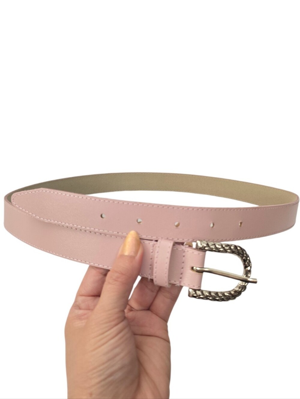 Pink Belt with Textured Buckle